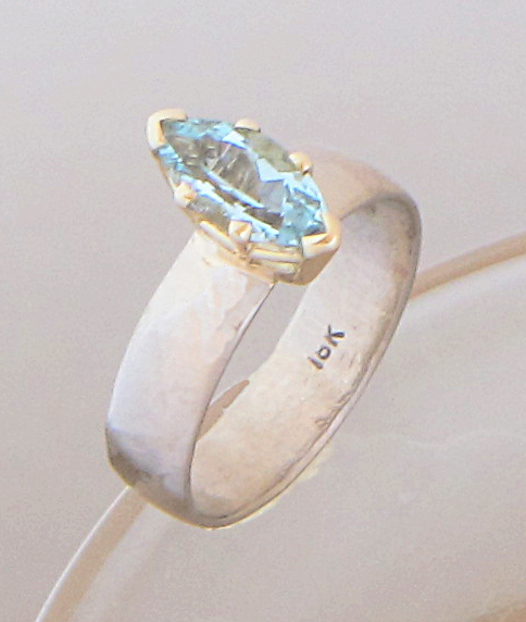 custom 18k white gold ring with marquis setting