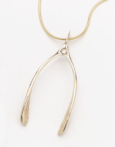 14 karat yellow gold wishbone pendant with diamond 14 karat yellow gold wishbone pendant with diamond