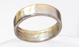 platinum wedding band, 18k yellow gold miracle accent