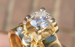 18k yellow gold diamond engagement & wedding ring