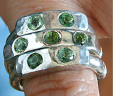 stackable, forged sterling silver tourmaline rings