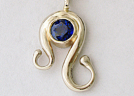 18k gold sapphire leo pendant