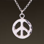 peace sign pendant shown in sterling silver on a traditional chain peace sign pendant shown in sterling silver on a traditional chain